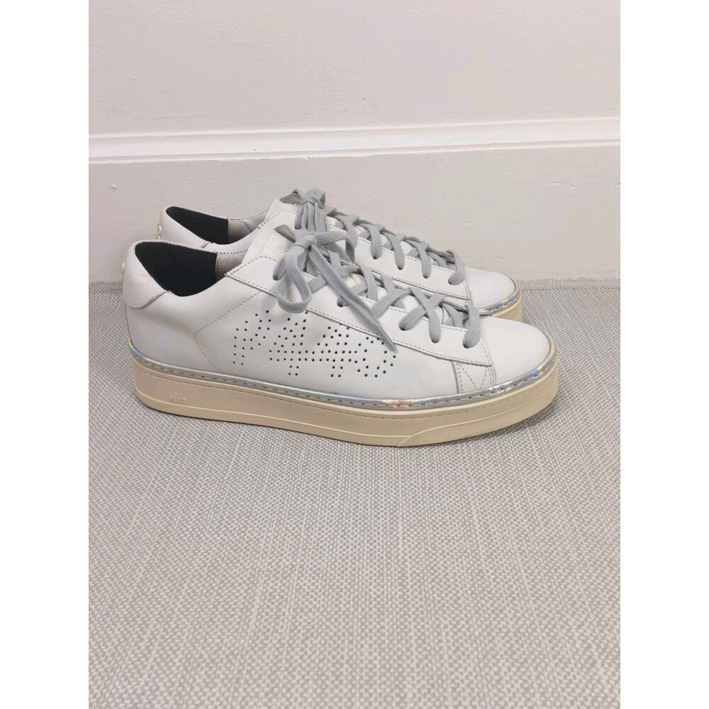 P448 White Fashion Sneaker Size 39 Leather Comfort Lace Up Women Shoes Low Top